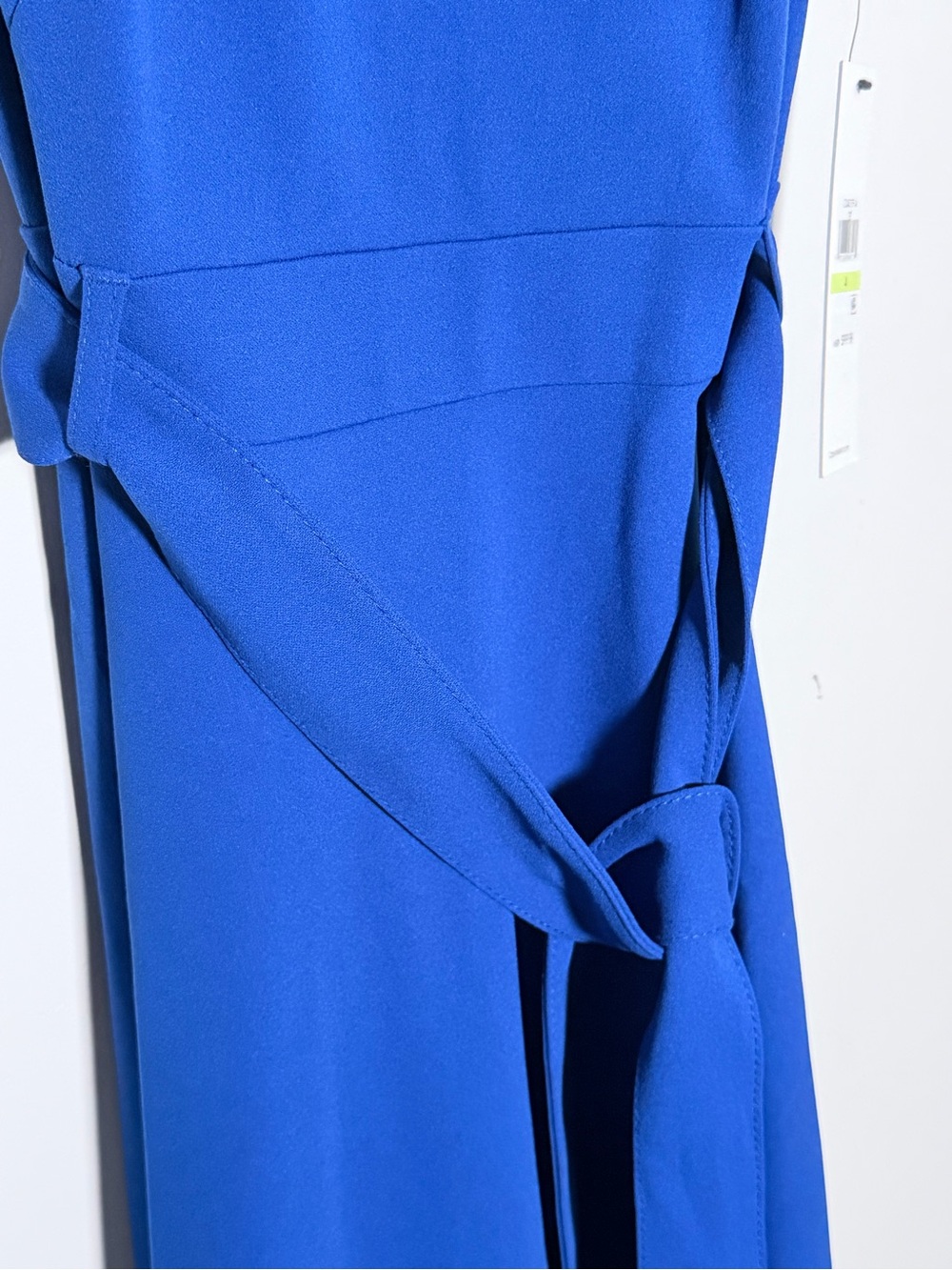 Calvin Klein Cobalt Blue Sleeveless Midi Dress with Waist Tie - Picture 3 of 8